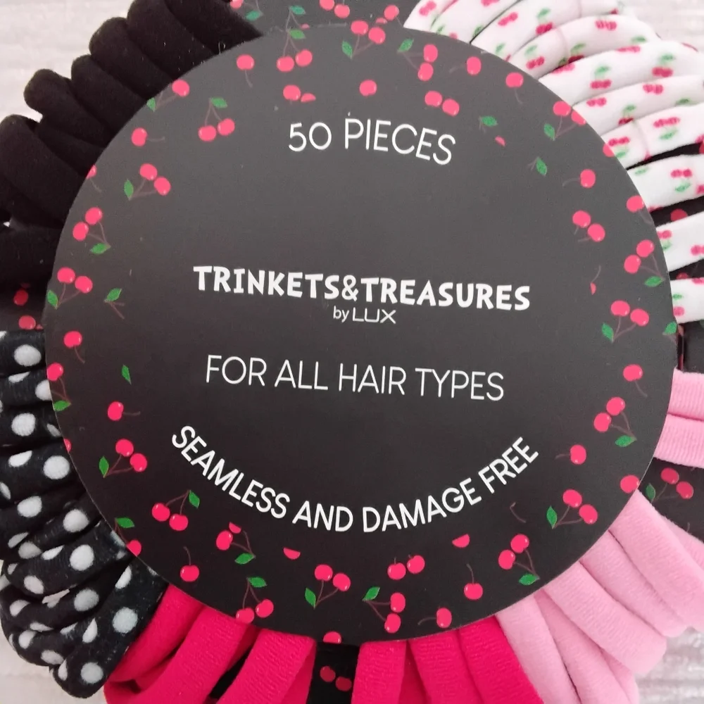 LUX 50 Pk Wreath Of Non Damaging Hair Ties 5 Colors